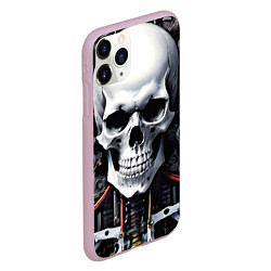 Чехол iPhone 11 Pro матовый Cyber skull - ai art, цвет: 3D-розовый — фото 2