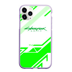 Чехол iPhone 11 Pro матовый Cyberpunk 2077 geometry green, цвет: 3D-светло-сиреневый