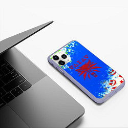 Чехол iPhone 11 Pro матовый The Witcher logo horror, цвет: 3D-светло-сиреневый — фото 2