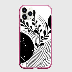 Чехол iPhone 11 Pro матовый Растительная абстракция black and white