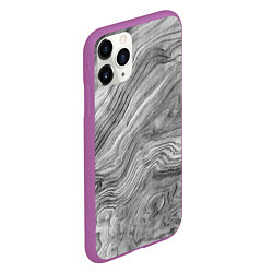 Чехол iPhone 11 Pro матовый Текстура дерева - абстракция, цвет: 3D-фиолетовый — фото 2