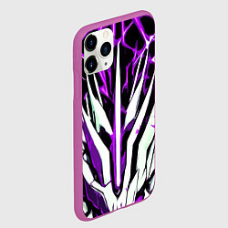 Чехол iPhone 11 Pro матовый Чёрный фон, фиолетово-белая абстракция, цвет: 3D-фиолетовый — фото 2