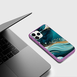 Чехол iPhone 11 Pro матовый Бирюзовый подводный мир, цвет: 3D-фиолетовый — фото 2
