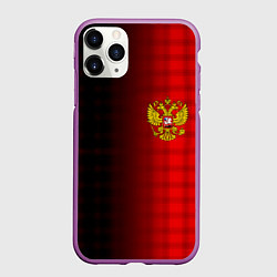 Чехол iPhone 11 Pro матовый Герб РФ текстура красный