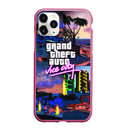 Чехол iPhone 11 Pro матовый GTA vice city коллаж