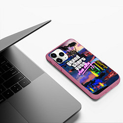 Чехол iPhone 11 Pro матовый GTA vice city коллаж, цвет: 3D-малиновый — фото 2