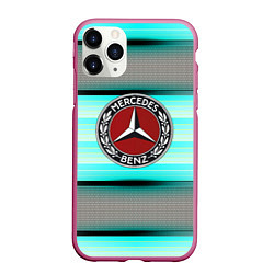 Чехол iPhone 11 Pro матовый Mercedes benz текстура карбон