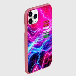 Чехол iPhone 11 Pro матовый Milano - neon abstraction, цвет: 3D-малиновый — фото 2