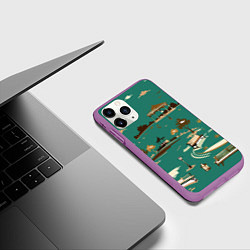 Чехол iPhone 11 Pro матовый Осенний городской парк, цвет: 3D-фиолетовый — фото 2