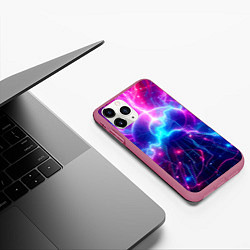 Чехол iPhone 11 Pro матовый Космическая неоновая абстракция - нейроарт, цвет: 3D-малиновый — фото 2