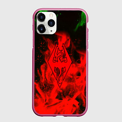 Чехол iPhone 11 Pro матовый Skyrim fire steel