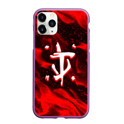 Чехол iPhone 11 Pro матовый Doom logo fire, цвет: 3D-фиолетовый