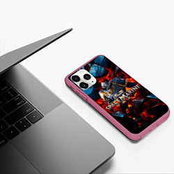 Чехол iPhone 11 Pro матовый Warhammer 40000 space marine 2 ультрамарин в броне, цвет: 3D-малиновый — фото 2