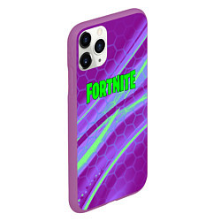 Чехол iPhone 11 Pro матовый Fortnite game neon hexagon, цвет: 3D-фиолетовый — фото 2