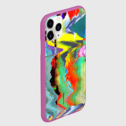 Чехол iPhone 11 Pro матовый Текстура глитч краски, цвет: 3D-фиолетовый — фото 2
