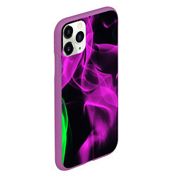 Чехол iPhone 11 Pro матовый Неоновый огненный дым, цвет: 3D-фиолетовый — фото 2