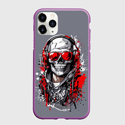 Чехол iPhone 11 Pro матовый Череп абстракция, цвет: 3D-фиолетовый