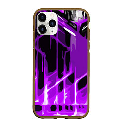 Чехол iPhone 11 Pro матовый Abstract purple stripes on a black background