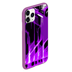 Чехол iPhone 11 Pro матовый Abstract purple stripes on a black background, цвет: 3D-фиолетовый — фото 2