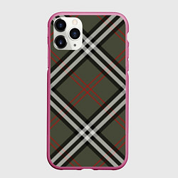 Чехол iPhone 11 Pro матовый Стильная клетка - милитари, крупно
