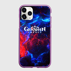 Чехол iPhone 11 Pro матовый Genshin Impact space, цвет: 3D-фиолетовый