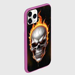 Чехол iPhone 11 Pro матовый Череп в огне, цвет: 3D-фиолетовый — фото 2