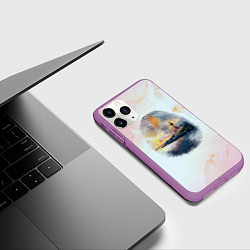 Чехол iPhone 11 Pro матовый Маяк у моря на закате в отпечатке пальца, цвет: 3D-фиолетовый — фото 2