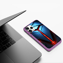 Чехол iPhone 11 Pro матовый Разлом плит под углом с красным светом, цвет: 3D-фиолетовый — фото 2