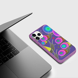 Чехол iPhone 11 Pro матовый Разноцветные улитки - паттерн с градиентом, цвет: 3D-фиолетовый — фото 2