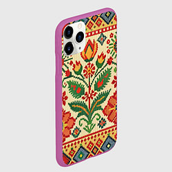 Чехол iPhone 11 Pro матовый Славянский узор и орнамент, цвет: 3D-фиолетовый — фото 2