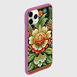 Чехол iPhone 11 Pro матовый Русские классические узоры и орнамент, цвет: 3D-фиолетовый — фото 2