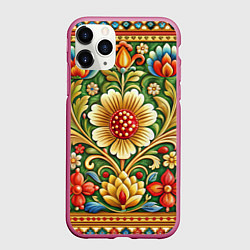 Чехол iPhone 11 Pro матовый Стиль советского ковра узоры и орнамент, цвет: 3D-малиновый