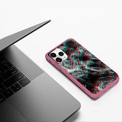 Чехол iPhone 11 Pro матовый Дым из вейпа глитч, цвет: 3D-малиновый — фото 2