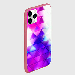 Чехол iPhone 11 Pro матовый Неоновые треугольники абстракция, цвет: 3D-малиновый — фото 2