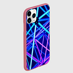 Чехол iPhone 11 Pro матовый Неоновая текстура геометрия, цвет: 3D-малиновый — фото 2
