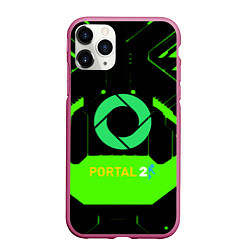 Чехол iPhone 11 Pro матовый Portal game pattern, цвет: 3D-малиновый