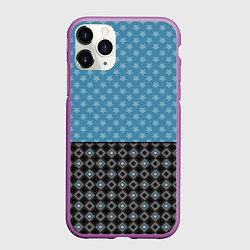 Чехол iPhone 11 Pro матовый Комбинированный синий со звездами узор