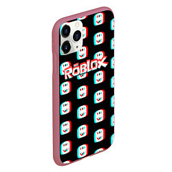 Чехол iPhone 11 Pro матовый Roblox pattern glitch, цвет: 3D-малиновый — фото 2