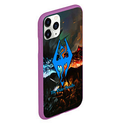 Чехол iPhone 11 Pro матовый Skyrim драконы, цвет: 3D-фиолетовый — фото 2