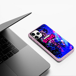 Чехол iPhone 11 Pro матовый Brawl stars neon abstraction, цвет: 3D-розовый — фото 2