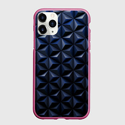 Чехол iPhone 11 Pro матовый Геометрия с синей подсветкой, цвет: 3D-малиновый
