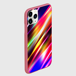 Чехол iPhone 11 Pro матовый Неоновая абстракция линии, цвет: 3D-малиновый — фото 2