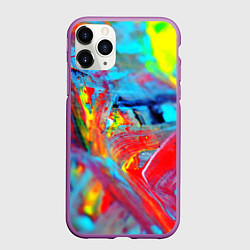 Чехол iPhone 11 Pro матовый Абстрактные краски неон