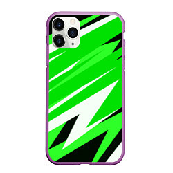 Чехол iPhone 11 Pro матовый Geometry stripes green