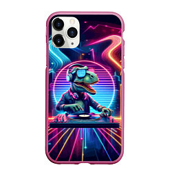 Чехол iPhone 11 Pro матовый Dino DJ - neon glow, цвет: 3D-малиновый