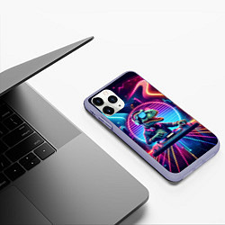 Чехол iPhone 11 Pro матовый Dino DJ - neon glow, цвет: 3D-светло-сиреневый — фото 2