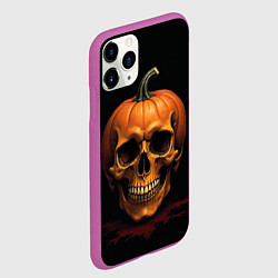 Чехол iPhone 11 Pro матовый Череп-тыква для Хэллоуина, цвет: 3D-фиолетовый — фото 2