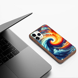 Чехол iPhone 11 Pro матовый Космическое завихрение - инь янь, цвет: 3D-коричневый — фото 2