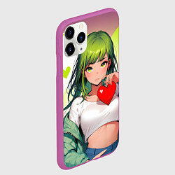 Чехол iPhone 11 Pro матовый Аниме сердечки, цвет: 3D-фиолетовый — фото 2