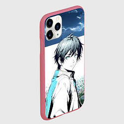 Чехол iPhone 11 Pro матовый Аниме город, цвет: 3D-малиновый — фото 2